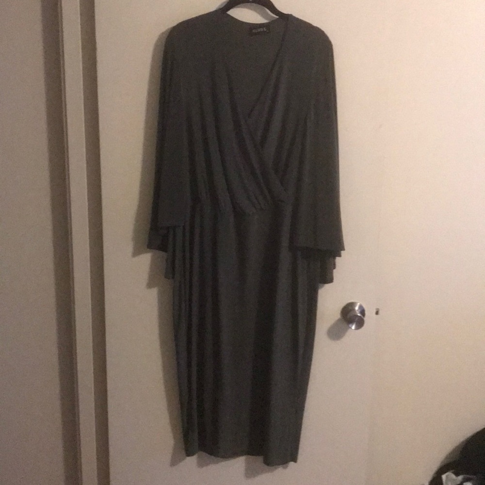 Club L Plus Wrap Front Cape Midi Dress